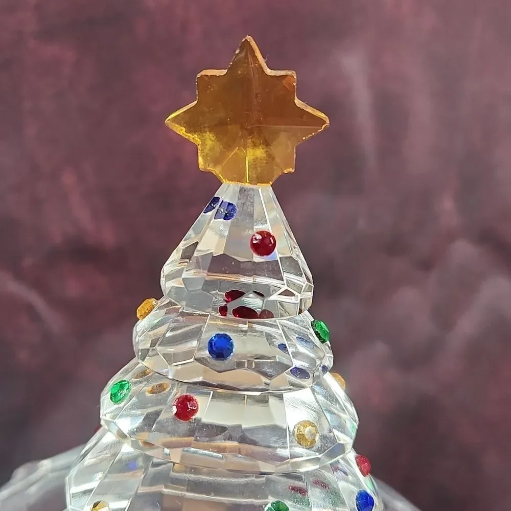 🩵NIB PartyLite Crystal Christmas Tree Tealight Candle Holder & Red Velvet Bag - Picture 3 of 9